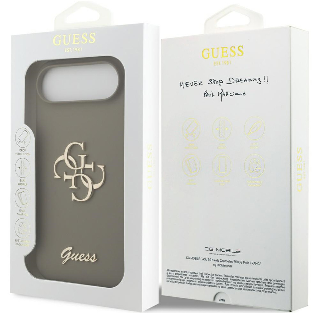 Etui Guess Hardcase Silicone Big 4G Script do iPhone Air, brązowe